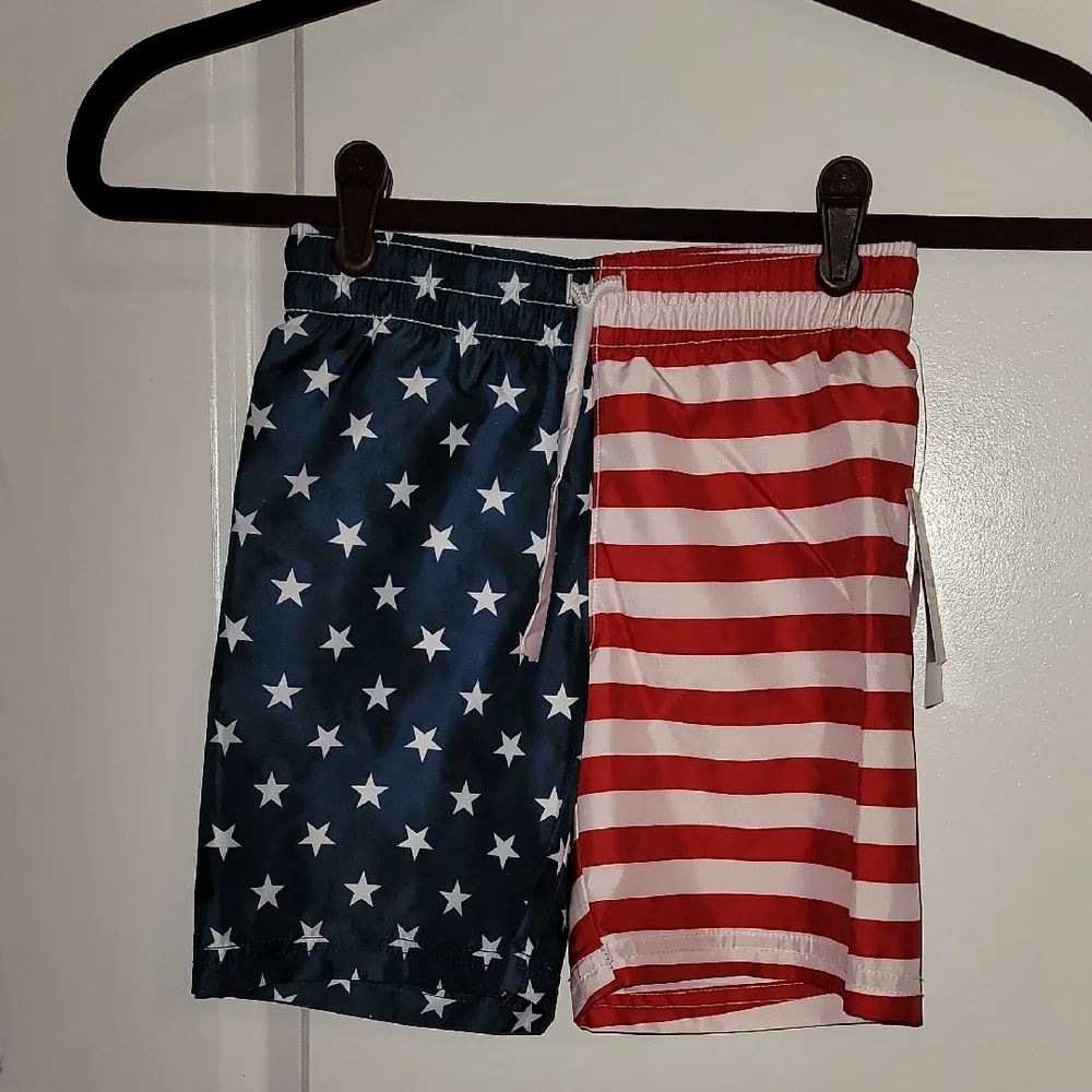 Old Navy Red and Blue Star Stripe Swim Shorts Sz: 5T